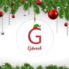 Christmas Initial G with Elf Hat Christmas Ornament Letter Customized Round Ceramic Ornament Ornament for Christmas Tree view 3