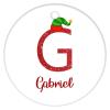 Christmas Initial G with Elf Hat Christmas Ornament Letter Customized Round Ceramic Ornament Ornament for Christmas Tree view 4