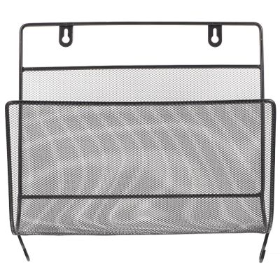 Cabilock Hanging Wall File Metal Storage Rack Organizer Mail Organizer Iron Book Rack Black Shelf