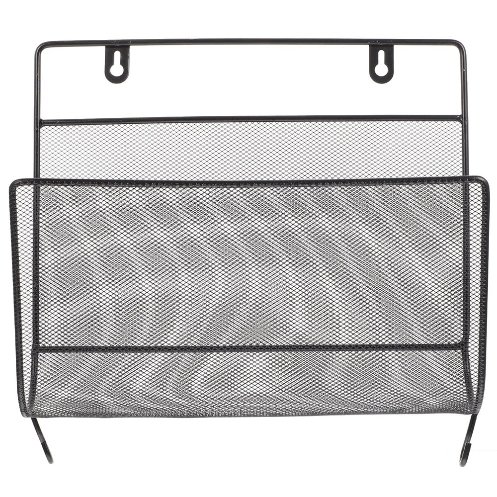 Cabilock Hanging Wall File Metal Storage Rack Organizer Mail Organizer Iron Book Rack Black Shelf