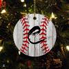 Baseball Letter C Personalized Ornament Retro Baseball Xmas Gift Christmas Decoration Keepsake Ornament for Boys Girls Round Ceramic Christmas Decoration view 1