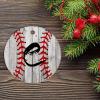 Baseball Letter C Personalized Ornament Retro Baseball Xmas Gift Christmas Decoration Keepsake Ornament for Boys Girls Round Ceramic Christmas Decoration view 2