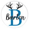 Christmas Initial with Antlers Christmas Ornament Custom Name Initial Personalized Christmas Ornament Xmas Tree Decorations Flat Circle Ceramic Ornament 3 Inch view 3
