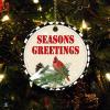 Christmas Ceramic Ornament Animal Red Bird Holly Plant Pine Cone Customized Round Ceramic Ornament Christmas Season's Greetings Ornament Xmas Tree Decorations Flat Circle Ceramic Ornament 3 Inch view 1