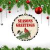 Christmas Ceramic Ornament Animal Red Bird Holly Plant Pine Cone Customized Round Ceramic Ornament Christmas Season's Greetings Ornament Xmas Tree Decorations Flat Circle Ceramic Ornament 3 Inch view 3