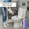 BSSN Purple and Gold Bathroom Accessories Set, 9 Pieces Luxury Bath Decor Set with Trash Can, Toilet Brush, Gold Pump Soap Dispenser, Multi-Slot Toothbrush Holder, Qtip Jars and Tray view 3