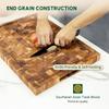 BEEFURNI Teak Wood End Grain Cutting Board (S, 16x12x1.5"), Wooden Cutting Boards for Kitchen with Juice Groove Hand Grip Small, Charcuterie Boards, Serving Board, Christmas Gifts, 1-Year Warranty view 3