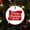 Christmas Ceramic Ornament State Shape Silhouette Personalized Christmas Ornament Merry Christmas Y'all US State Oregon Christmas Ornament Christmas Tree Hanging Accessories view 1