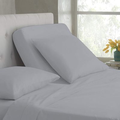 Top Split Queen Sheets Sets for Adjustable beds, Half Split Queen Sheet Sets for Adjustable beds 18" deep Pocket, 34" Split Top Sheets 1000 TC 100% Cotton (Half Split Fitted), Silver Solid