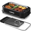 Indoor Grill, CUSIMAX Smokeless Grill Indoor, 1500W Electric Grill Griddle Korean BBQ with LED Smart Display & Tempered Glass Lid, Non-stick Removable Grill Plate & Griddle Plate, Black view 1