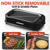 Indoor Grill, CUSIMAX Smokeless Grill Indoor, 1500W Electric Grill Griddle Korean BBQ with LED Smart Display & Tempered Glass Lid, Non-stick Removable Grill Plate & Griddle Plate, Black view 2