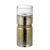 A&B Home Candle Holder for Pillar Candle - Cylinder Mercury Glass Hurricane with Gold Band Candle Holder, Bedroom Living Room Coffee Table Entryway Console Table Accent Piece, 6" x 6" x 17", Gold view 1
