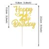 1 Pack Happy 21st Birthday Cake Topper - Glitter Heart Star 21 Fabulous Cake Pick - Black view 2