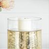 A&B Home Candle Holder for Pillar Candle - Cylinder Mercury Glass Hurricane with Gold Band Candle Holder, Bedroom Living Room Coffee Table Entryway Console Table Accent Piece, 6" x 6" x 15", Gold view 3