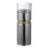 A&B Home Candle Holder for Pillar Candle - Cylinder Mercury Glass Hurricane with Gold Band Candle Holder, Bedroom Living Room Coffee Table Entryway Console Table Accent Piece, 6" x 6" x 17", Silver view 1
