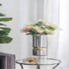 A&B Home Candle Holder for Pillar Candle - Cylinder Mercury Glass Hurricane with Gold Band Candle Holder, Bedroom Living Room Coffee Table Entryway Console Table Accent Piece, 6" x 6" x 15", Silver view 3