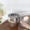 A&B Home Candle Holder for Pillar Candle - Cylinder Mercury Glass Hurricane with Gold Band Candle Holder, Bedroom Living Room Coffee Table Entryway Console Table Accent Piece, 6" x 6" x 15", Silver view 4