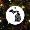 Christmas Ceramic Ornament Christmas Snowflake Black Custom State Ornament Keepsake Holiday Present Merry Christmas Y'all US State Michigan Ornament Best Gifts for Christmas view 1