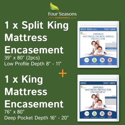 Bundle - 2 Items: King Mattress Protector + Split King Mattress Protector(2PC)