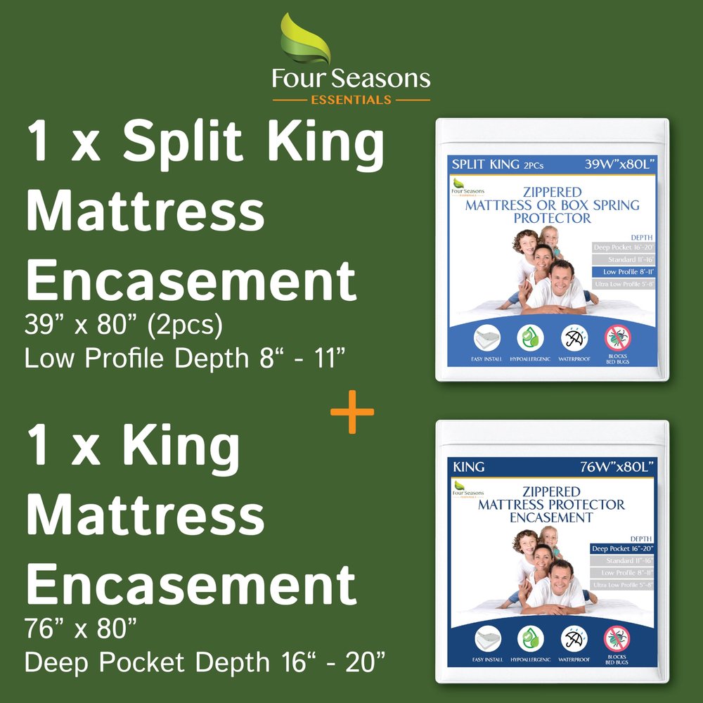 Bundle - 2 Items: King Mattress Protector + Split King Mattress Protector(2PC)