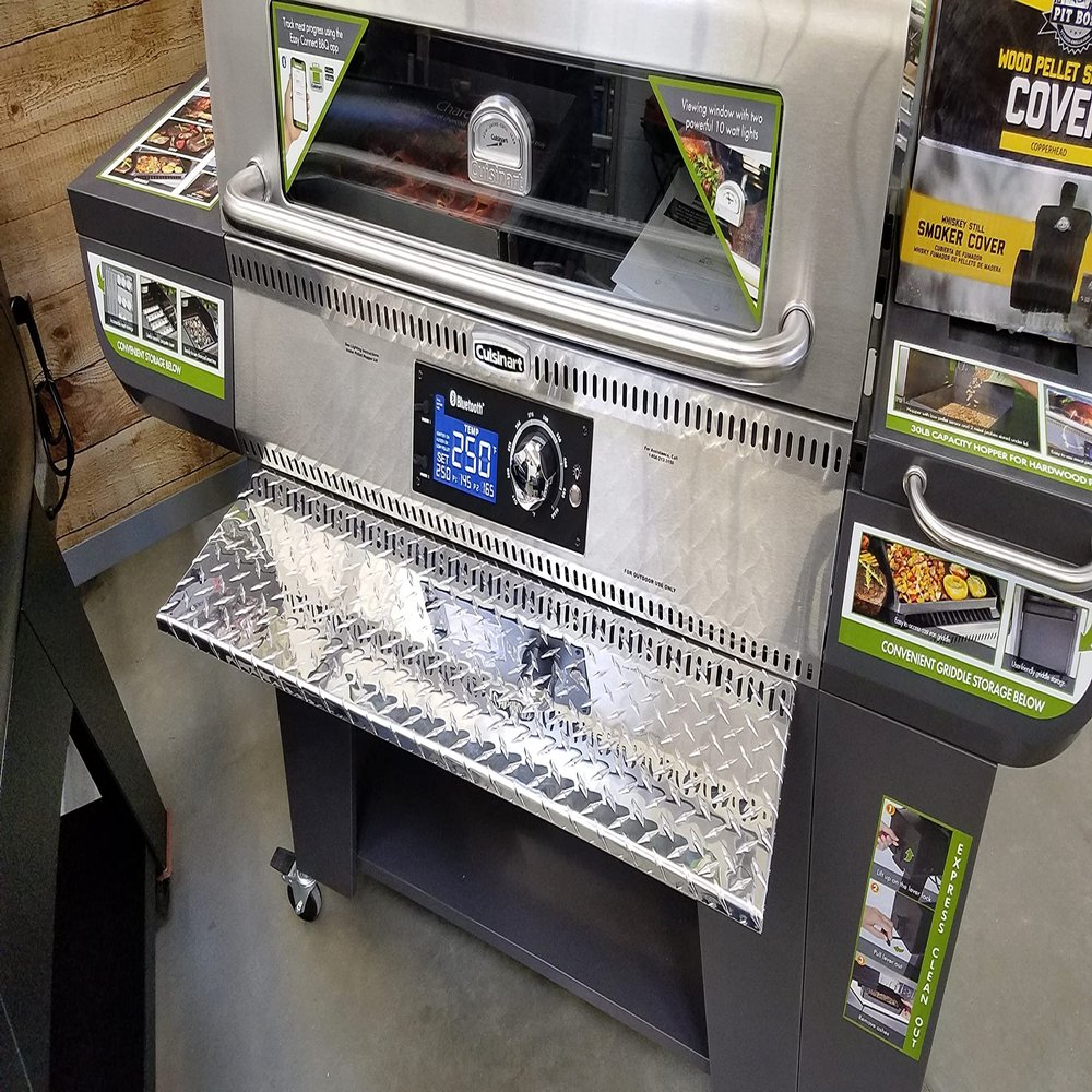 Fits Cuisinart Woodcreek Pellet Grill polished Aluminum Diamond Plate Folding Shelf
