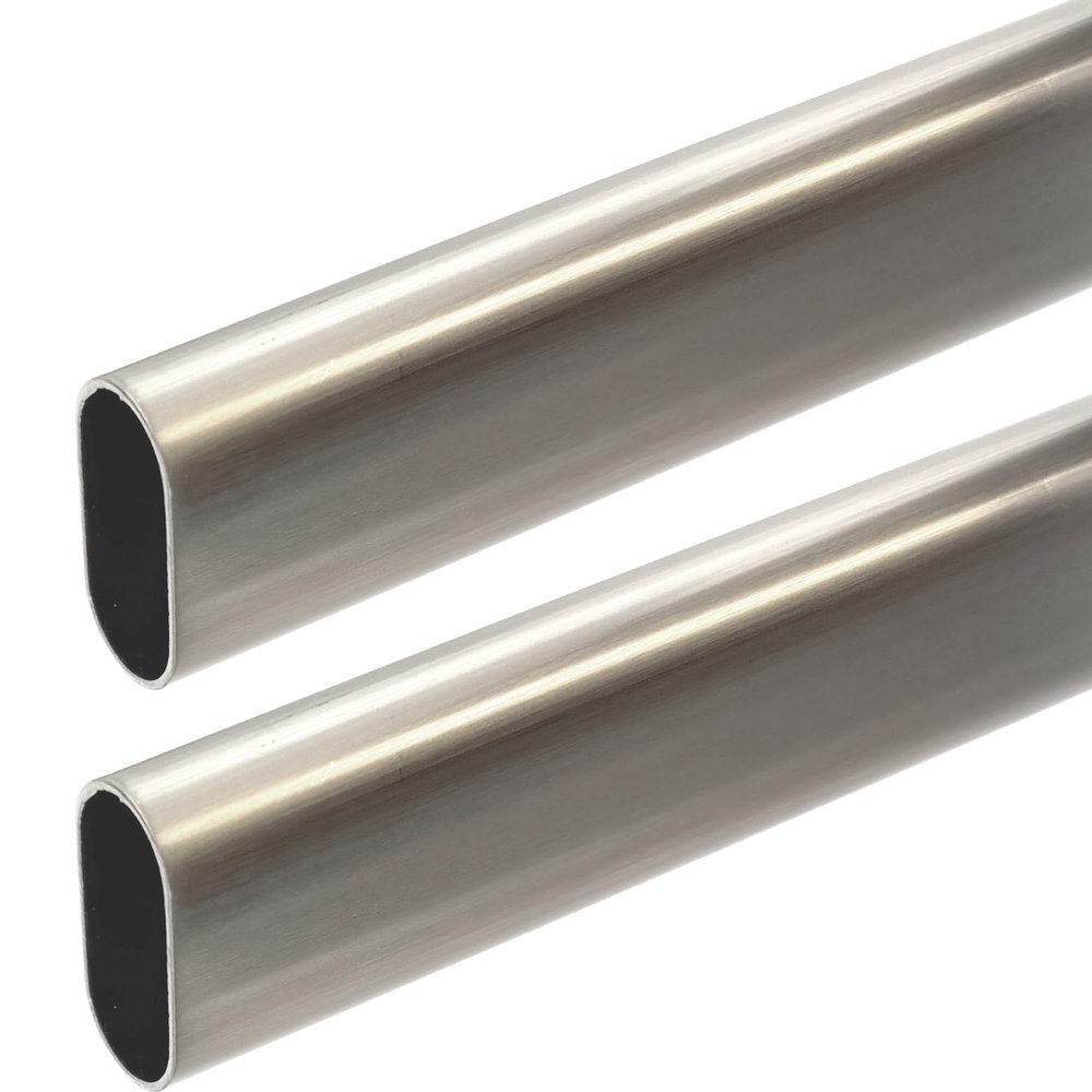 48" Satin Nickel Oval Closet Rod | Heavy Duty Wardrobe Clothes Pole | 2 Pack