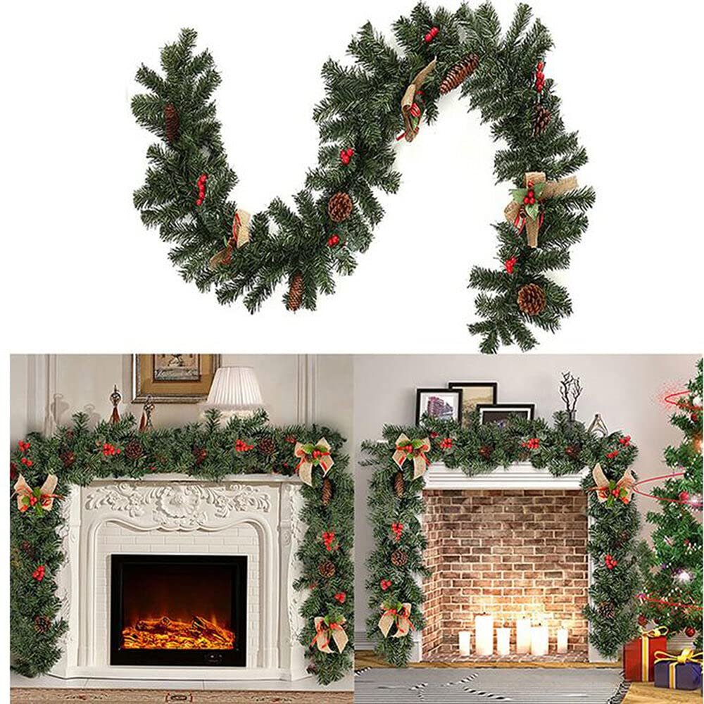 1.8M 2022 Christmas Decor Rattan Artificial Flower Tree Ornament Outdoor Garland Wreath Pendant Xmas Party Supplies Door Stairs Decor
