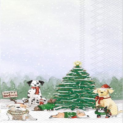 Christmas Dog Guest Towels - 32 CT | Napkins for Napkins for Buffet Kitchen or Bathroom Fingertip Hand Towels | Holiday Pups Design, 4.5" x 8.5"