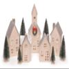 Mark Feldstein & Associates Silver Rooftopped Village with Trees, White Porcelain LED Holiday Figurines, 16 Piece Set, 11 Inch view 1