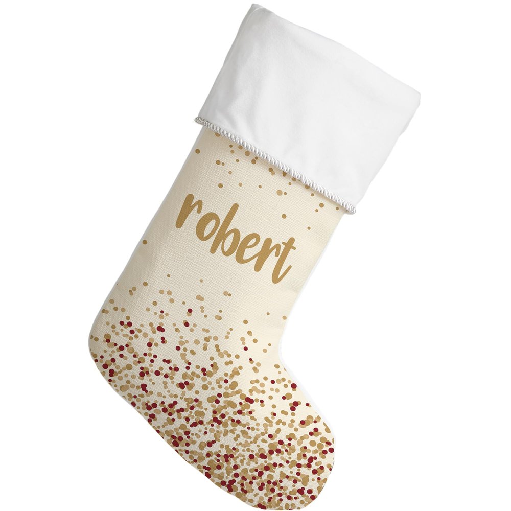 Personalization Universe Sparkling Name Personalized Christmas Stocking in Plush Velvet, Perfect Holiday Decor, Customizable with Any Name, Ideal for Christmas, 19.5" L x 7.5" W - Ivory
