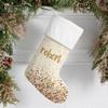 Personalization Universe Sparkling Name Personalized Christmas Stocking in Plush Velvet, Perfect Holiday Decor, Customizable with Any Name, Ideal for Christmas, 19.5" L x 7.5" W - Ivory view 2