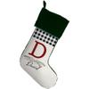 Personalization Universe Festive Foliage Personalized Christmas Stocking, Plush Velvet with Woven Polyester Front, Custom Initial and Name, Perfect Holiday Home Decor, 19.5" L x 7.5" W - Green view 1