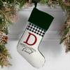 Personalization Universe Festive Foliage Personalized Christmas Stocking, Plush Velvet with Woven Polyester Front, Custom Initial and Name, Perfect Holiday Home Decor, 19.5" L x 7.5" W - Green view 2