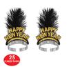Beistle Black & Gold Happy New Year's Eve Party Supplies Assortment for 50 People - NYE Photo Booth Props - Hats, Tiaras, Noisemaker Horns, Necklaces view 2