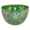 Decorative Bowl Vase Green, Yellow and Blue Irregular Shaped Glass Pieces in Mosaic Pattern 10" Diameter view 1