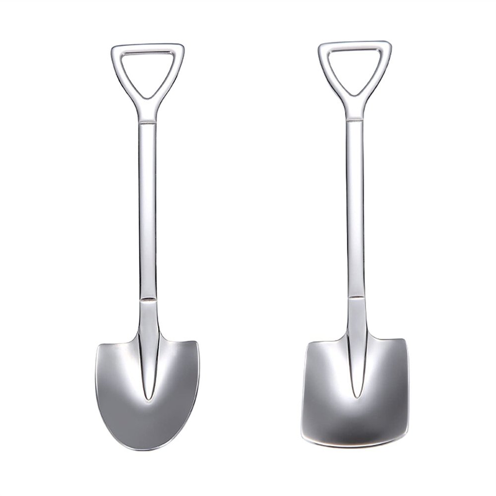 Bulk Spoons Set 2 Pack Stainless Steel Shovel Spoon Home Dessert Spoon Creative Western Food Spoon Coffee Spoons, Small Spoons for Dessert Party Supplies Spoons for Eating