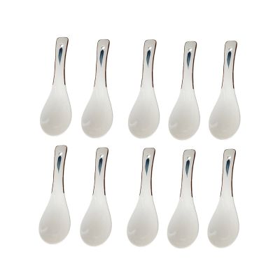 Bulk Spoons Set 10 Small Household Ceramic Small Eating Spoons With Long Handles For Noodles Japanese Style Large Soup And Porridge Net Red Spoon Ideas Spoons for Eating