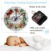 12 Inch Peace Wood Clock Quality Quartz Non Ticking Merry Christmas Cardinal Bird Pine Wreath Wall Clock for Bedroom Arabic Numeral Round Clock for Living Room Office view 3