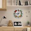 12 Inch Peace Wood Clock Quality Quartz Non Ticking Merry Christmas Cardinal Bird Pine Wreath Wall Clock for Bedroom Arabic Numeral Round Clock for Living Room Office view 4