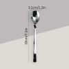 Bulk Spoons Set 304 Stainless Steel Coffee Spoon Creative Cute Long Handle Stirring Spoon Curved Hanging Dessert Spoon 5pcs Spoons for Eating (Color : D) view 2