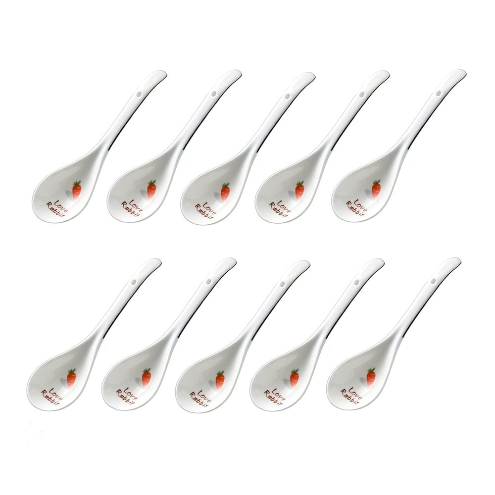 Bulk Spoons Set Ceramic Creative Soup Spoon Long Handle Porridge Spoon Kitchen Kitchen Utensils Household Thickened Soup Ramen Spoon Porridge Spoon 10pcs Spoons for Eating