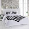 3 Pieces Queen Bedding Duvet Covers Set Valentine's Day Romantic Love Soft Quilt Cover and Pillow Shams, Lightweight Comforter Cover Sets with Zipper Closure for Bedroom Decor Black and White Plaid view 2