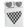3 Pieces Queen Bedding Duvet Covers Set Valentine's Day Romantic Love Soft Quilt Cover and Pillow Shams, Lightweight Comforter Cover Sets with Zipper Closure for Bedroom Decor Black and White Plaid view 3