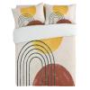 3 Pieces Twin Bedding Duvet Covers Set Mid Century Terracotta Sun Arch Curve Lines Soft Quilt Cover and Pillow Shams, Lightweight Comforter Cover Sets with Zipper Closure for Bedroom Decor Boho Art view 3