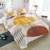 3 Pieces Twin Bedding Duvet Covers Set Mid Century Terracotta Sun Arch Curve Lines Soft Quilt Cover and Pillow Shams, Lightweight Comforter Cover Sets with Zipper Closure for Bedroom Decor Boho Art view 4