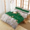 3 Pieces Queen Bedding Duvet Covers Set St. Patrick's Day Green Shamrock Leaf with Gold Coin Soft Quilt Cover and Pillow Shams, Comforter Cover Sets with Zipper Closure for Bedroom Wooden Texture view 1