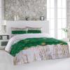 3 Pieces Queen Bedding Duvet Covers Set St. Patrick's Day Green Shamrock Leaf with Gold Coin Soft Quilt Cover and Pillow Shams, Comforter Cover Sets with Zipper Closure for Bedroom Wooden Texture view 2
