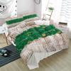 3 Pieces Queen Bedding Duvet Covers Set St. Patrick's Day Green Shamrock Leaf with Gold Coin Soft Quilt Cover and Pillow Shams, Comforter Cover Sets with Zipper Closure for Bedroom Wooden Texture view 4