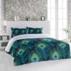 3 Pieces Twin Bedding Duvet Covers Set Wild Animals Peacock Feather Soft Quilt Cover and Pillow Shams, Lightweight Comforter Cover Sets with Zipper Closure for Bedroom Decor Turquoise view 2