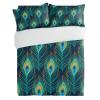 3 Pieces Twin Bedding Duvet Covers Set Wild Animals Peacock Feather Soft Quilt Cover and Pillow Shams, Lightweight Comforter Cover Sets with Zipper Closure for Bedroom Decor Turquoise view 3
